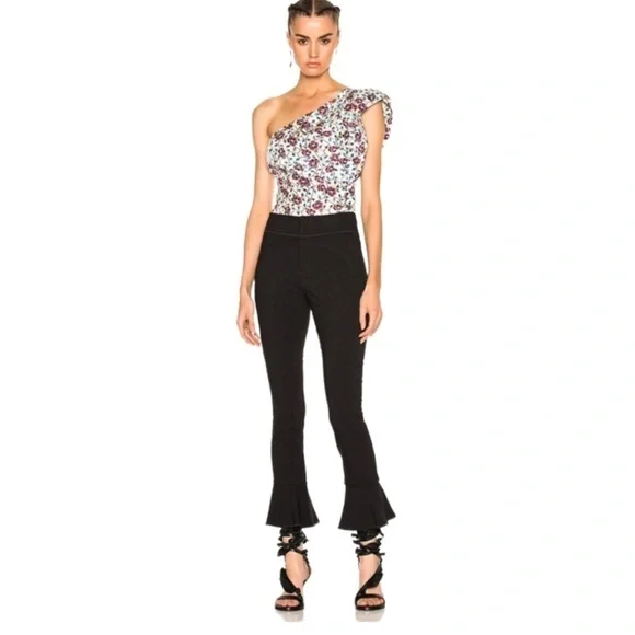 Isabel Marant Hunter Black Ruffle Hem Pants 44 - Picture 1 of 12